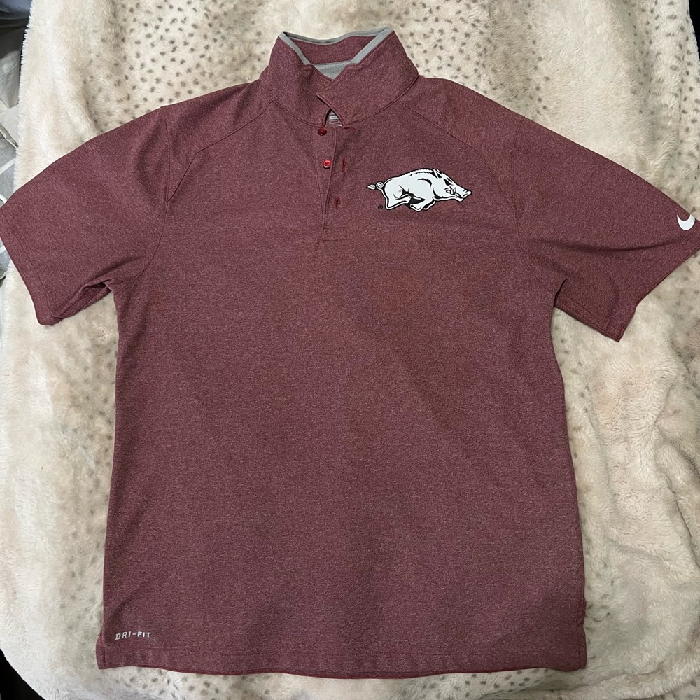 Arkansas Razorback Nike Dri-fit Polo, Men’s Medium, Red, Hogs